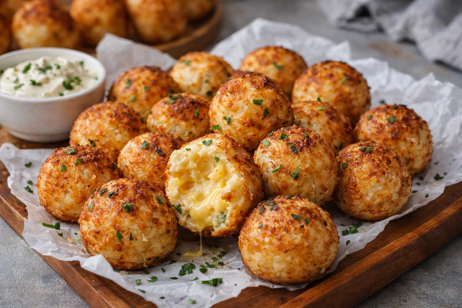 Crispy Air Fryer Cheesy Mashed Potato Balls