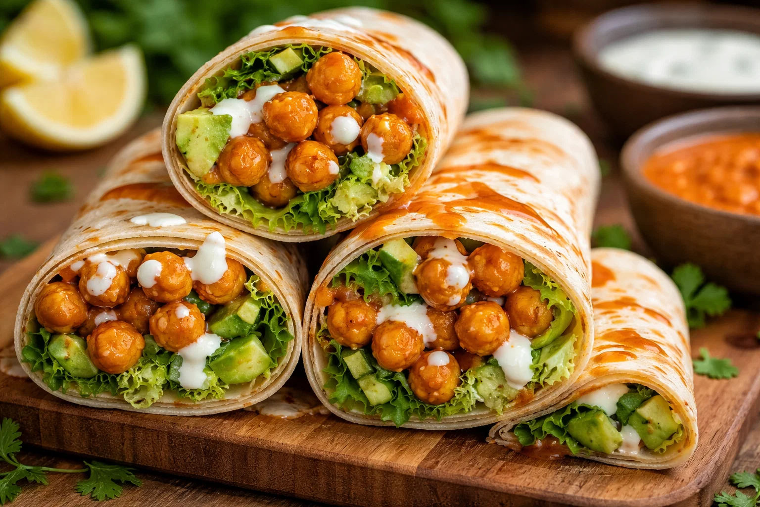 Easy Buffalo Chickpea Wraps