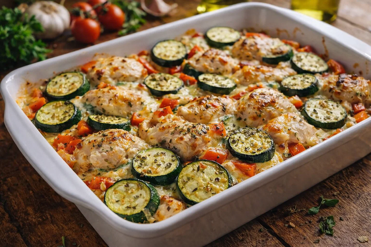 Easy Mediterranean Chicken Zucchini Bake