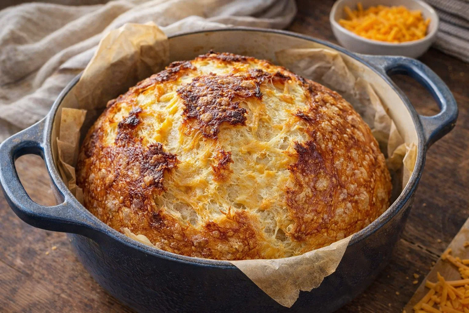 Easy No Knead Cheddar Bread