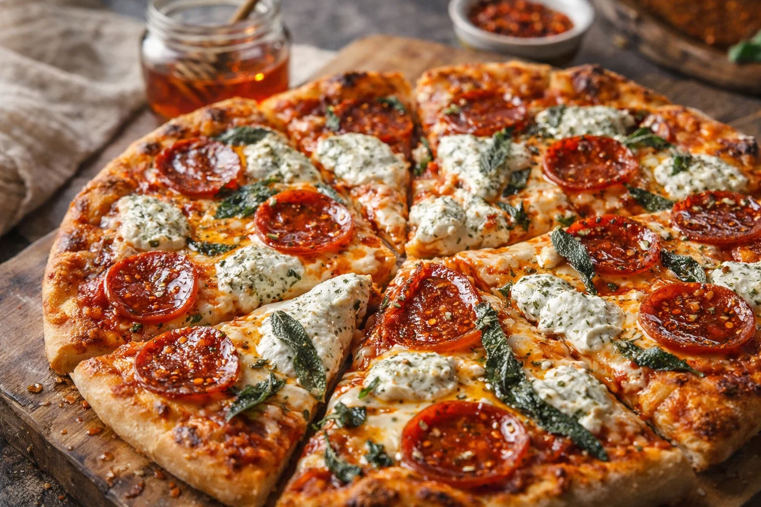 Tasty Hot Honey Pepperoni Ricotta Pizza