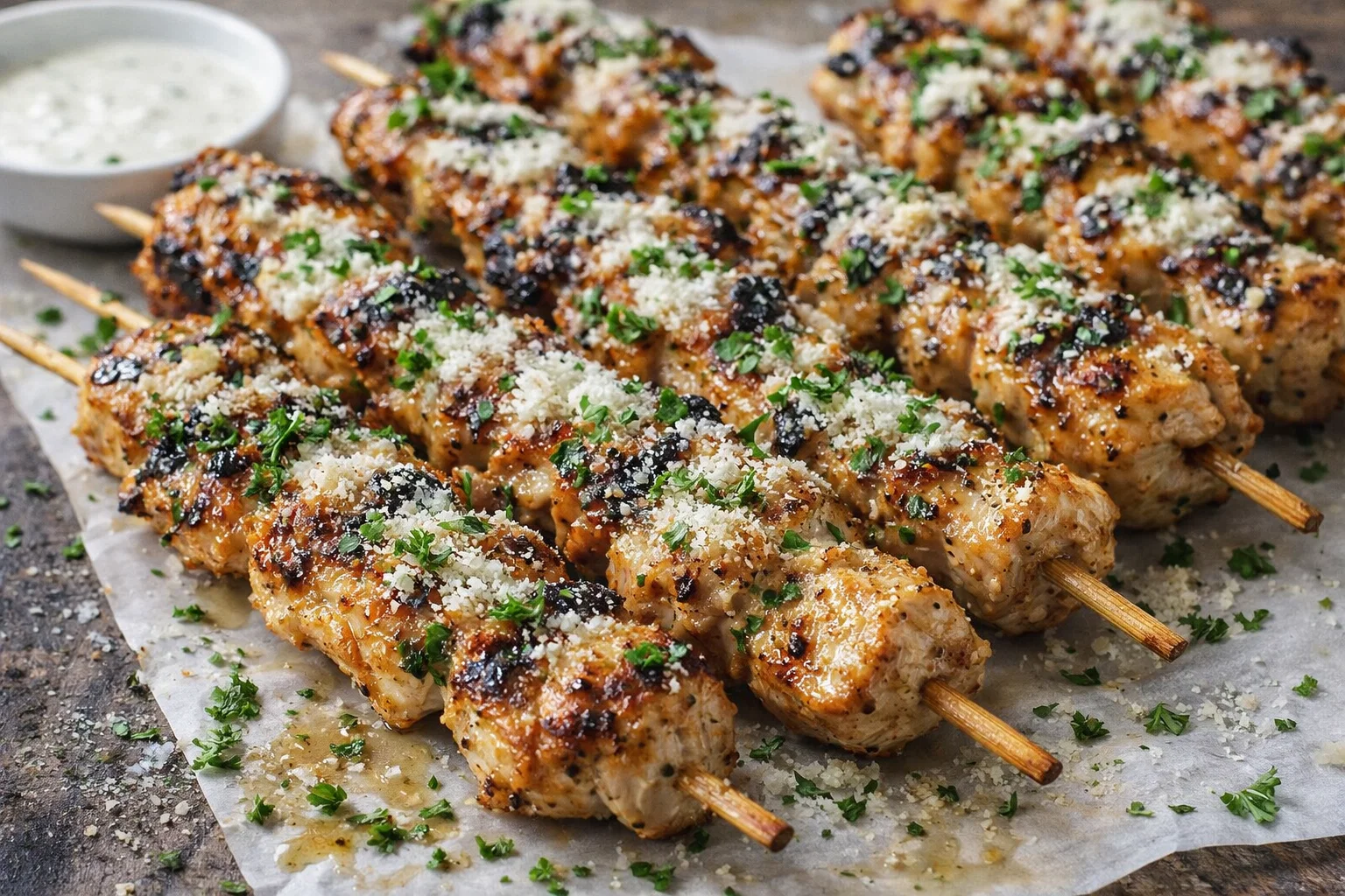 Easy Ranch Garlic Parmesan Chicken Skewers