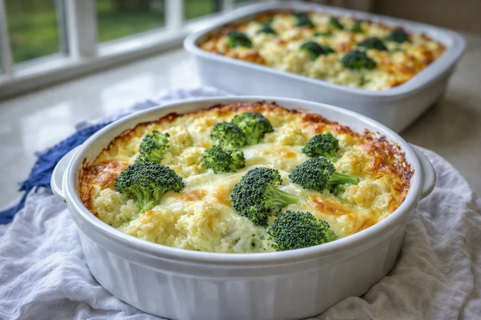 Broccoli Cauliflower Cottage Cheese Bake