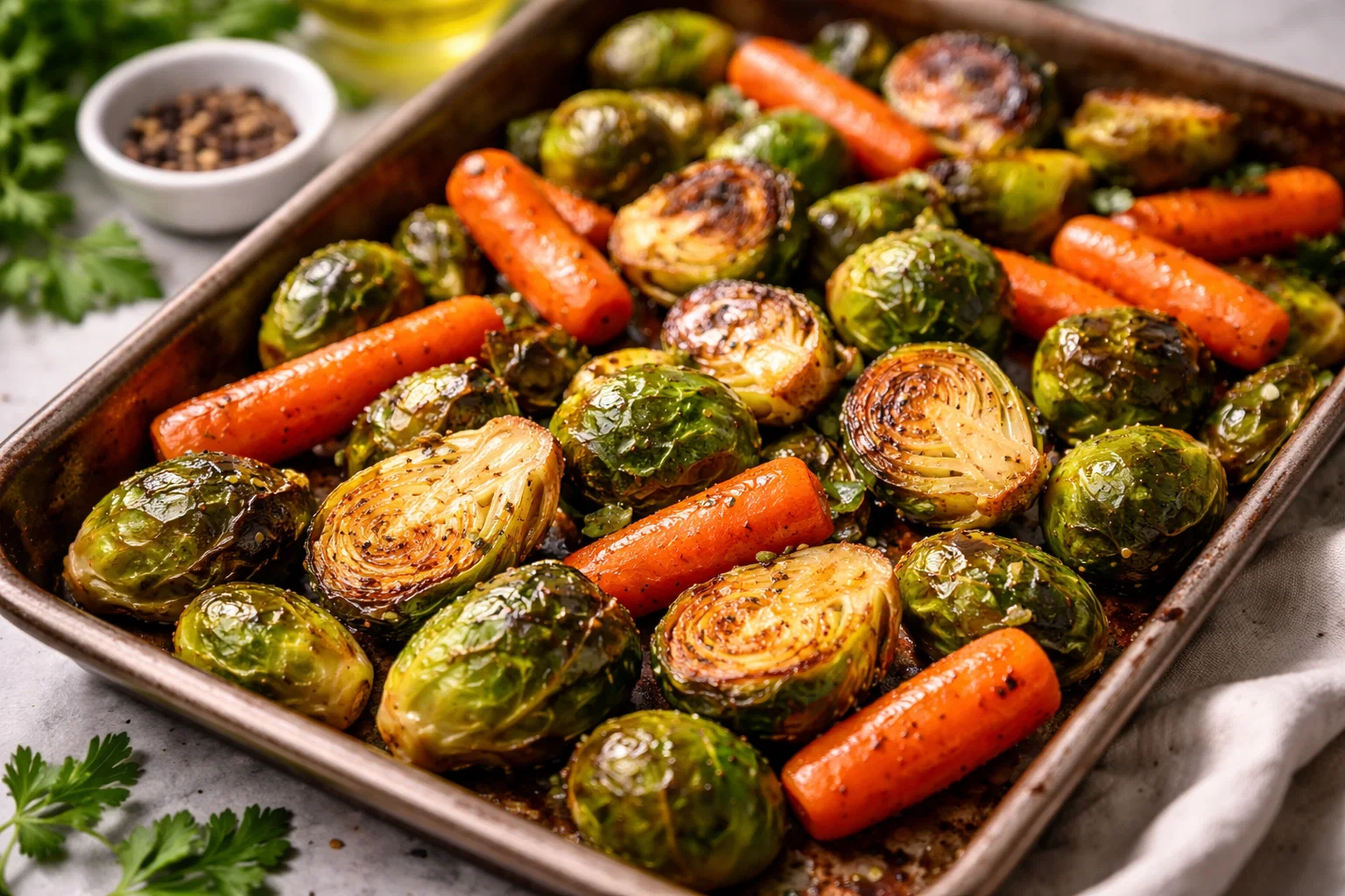 5-Ingredient Roasted Brussels Sprouts And Carrots