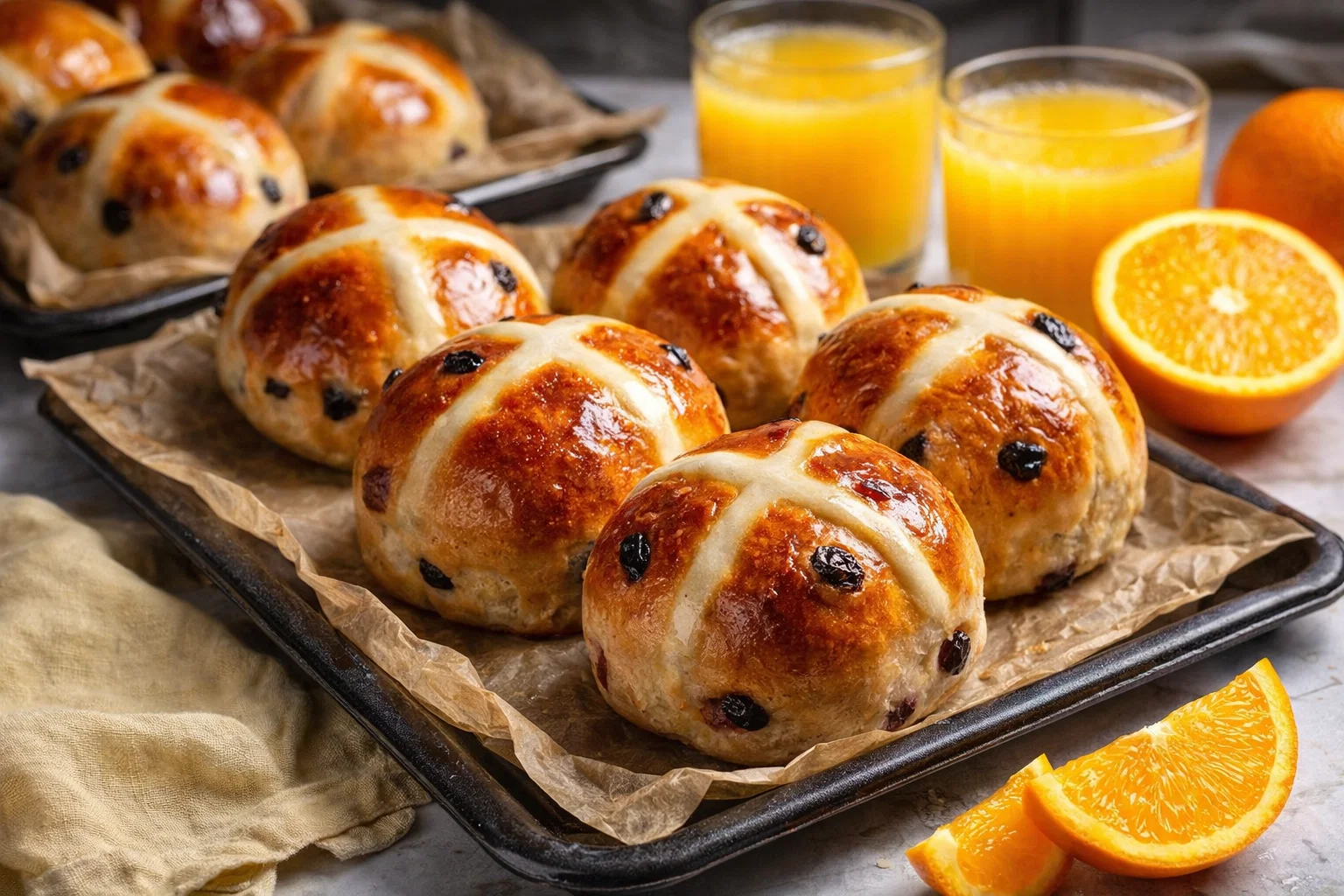 Buttery Traditional British Hot Cross Buns