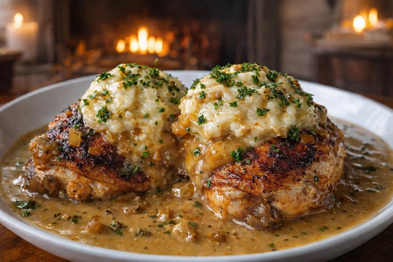 Cozy Smothered Chicken Thighs With Gravy