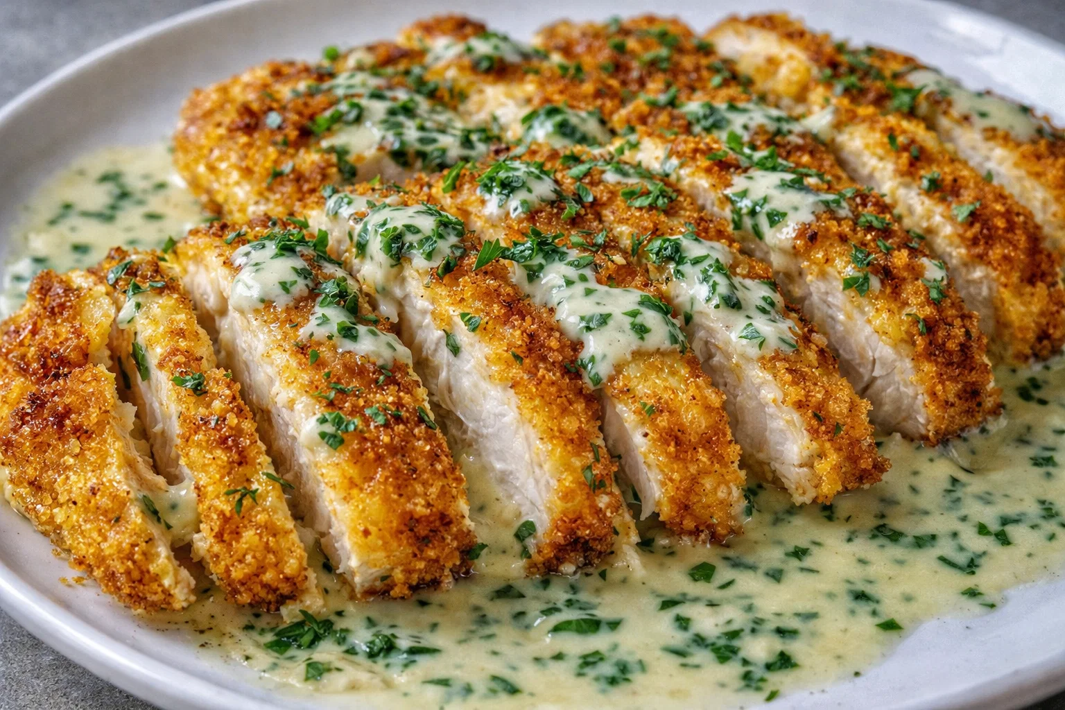 Crispy Parmesan Chicken With Garlic Sauce