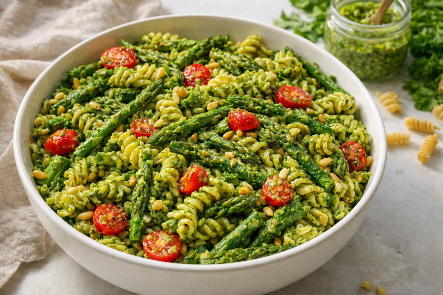Delicious Asparagus Pesto Pasta Salad