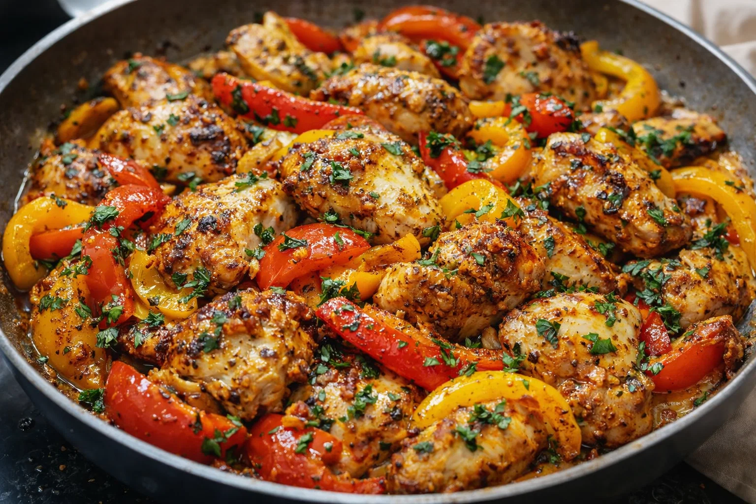 Tasty Cajun Chicken With Bell Peppers