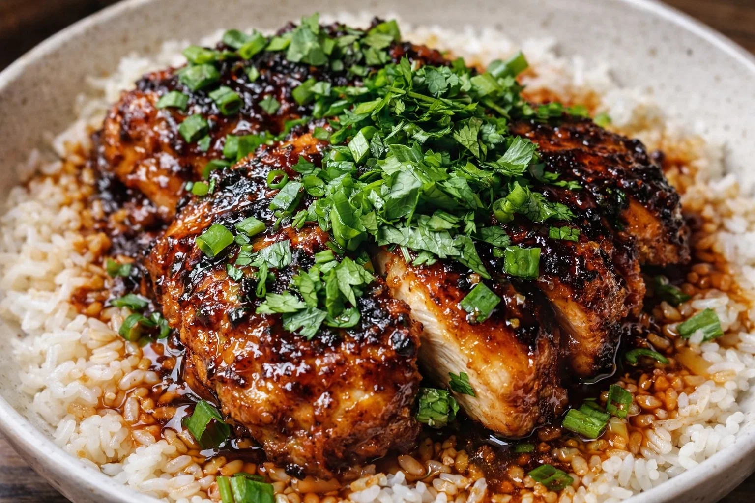 Tasty Soy Garlic Chicken Rice Bowl
