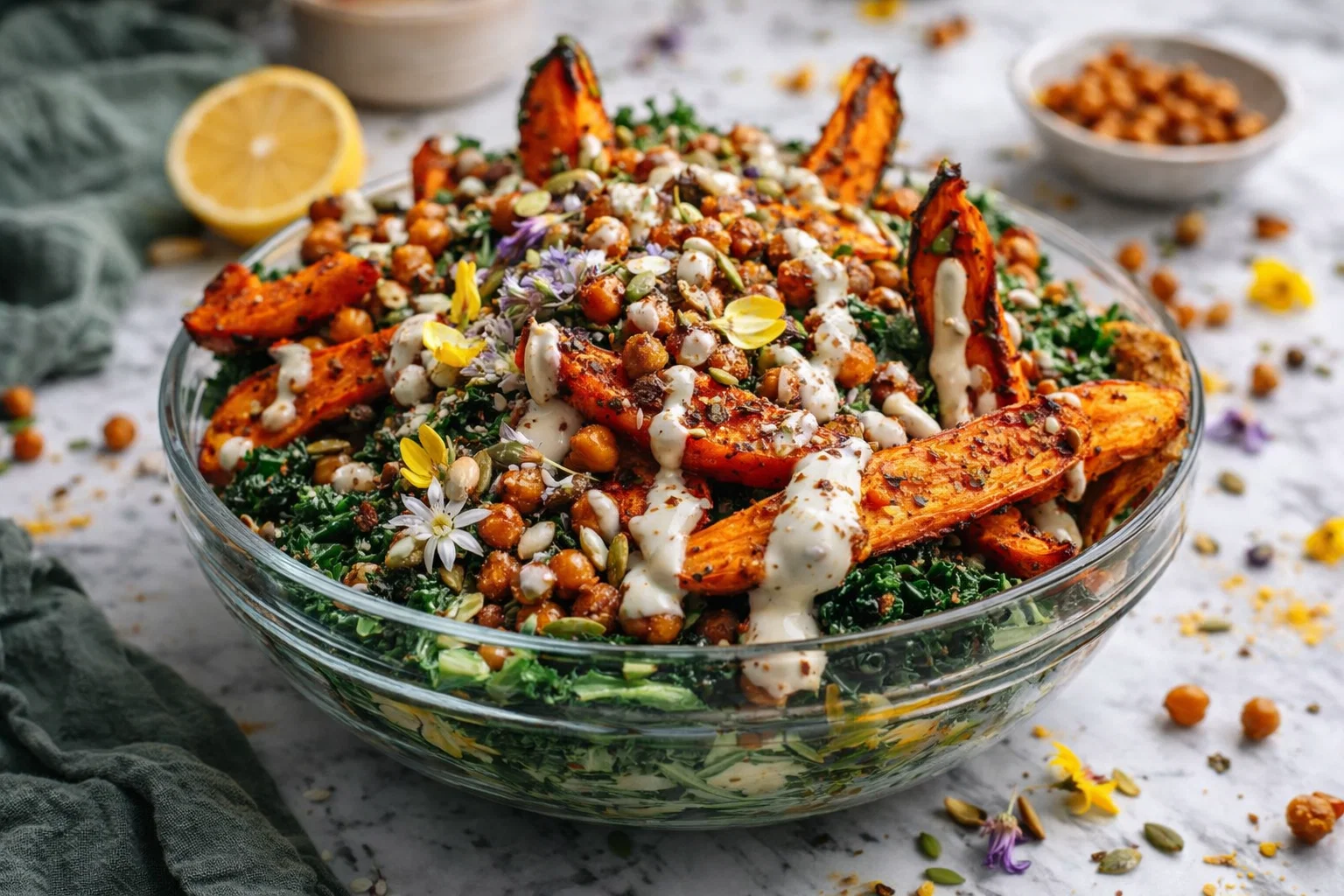 Tasty Creamy Kale And Sweet Potato Salad