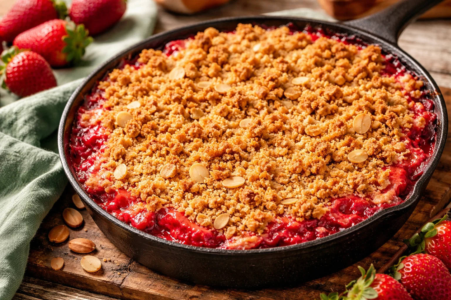 Homemade Cast Iron Skillet Rhubarb Crisp