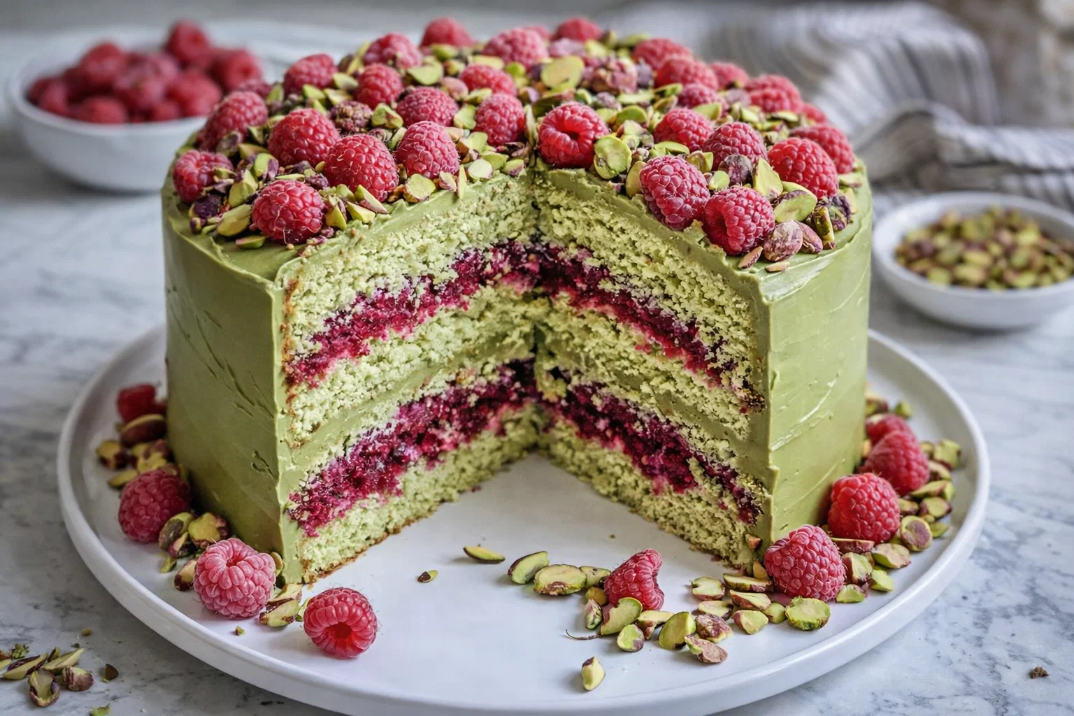 Tasty Pistachio Raspberry Cake Recipe