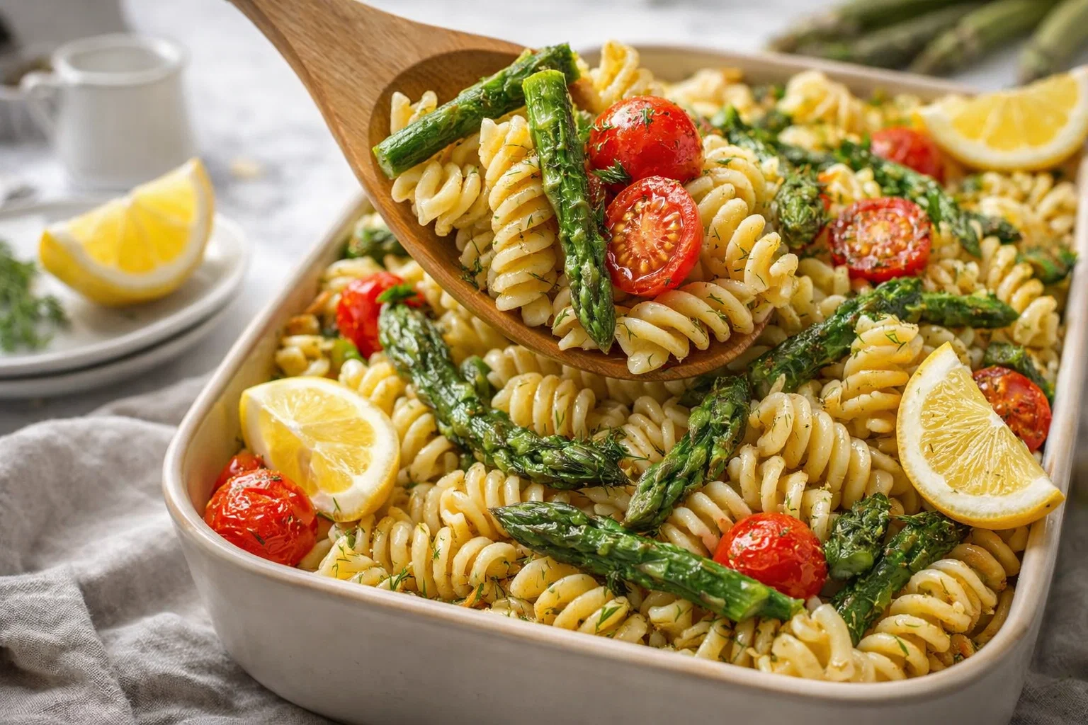 Simple Lemon Asparagus Pasta Salad