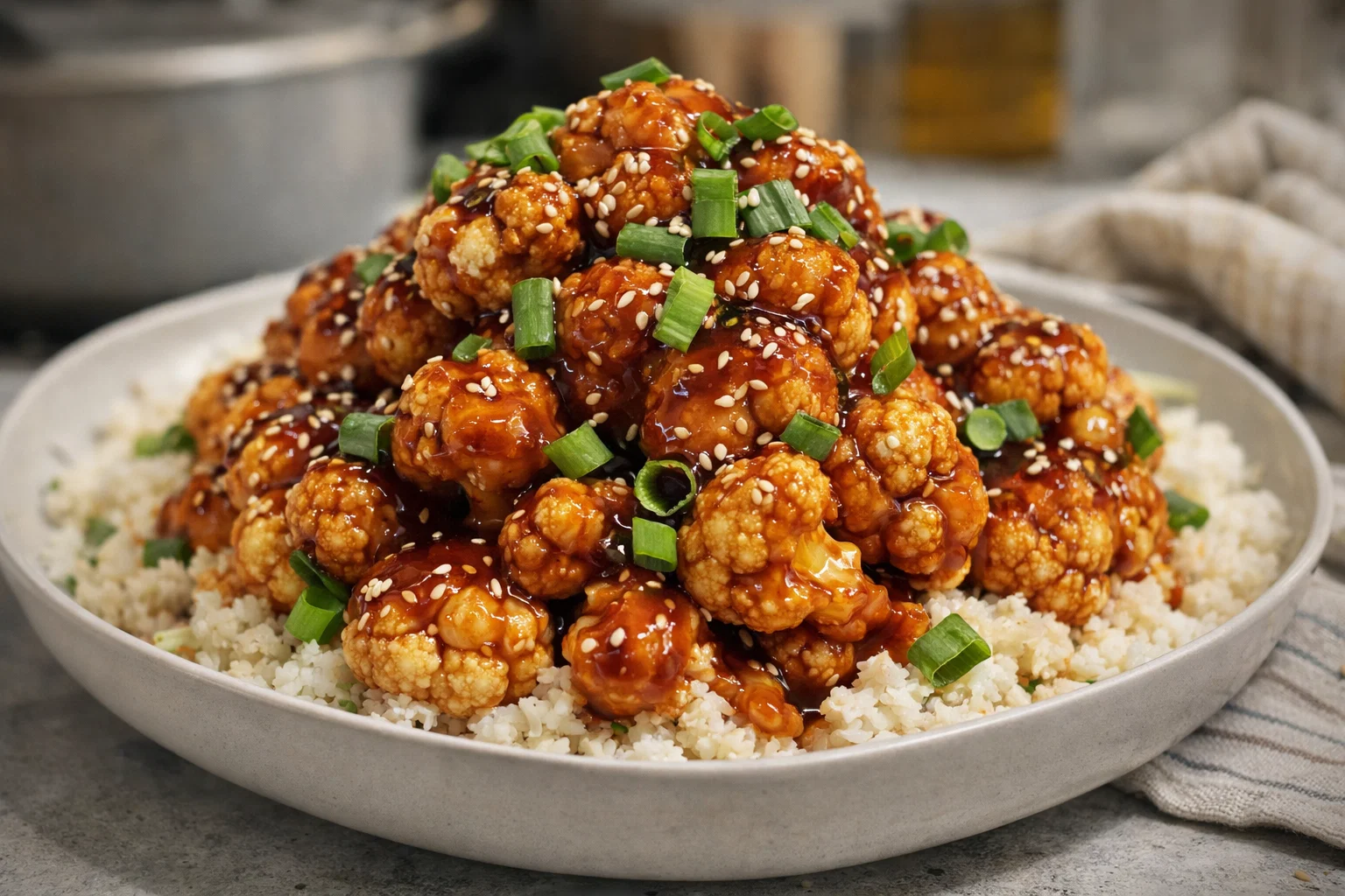 Easy General Tsos Cauliflower Bowls