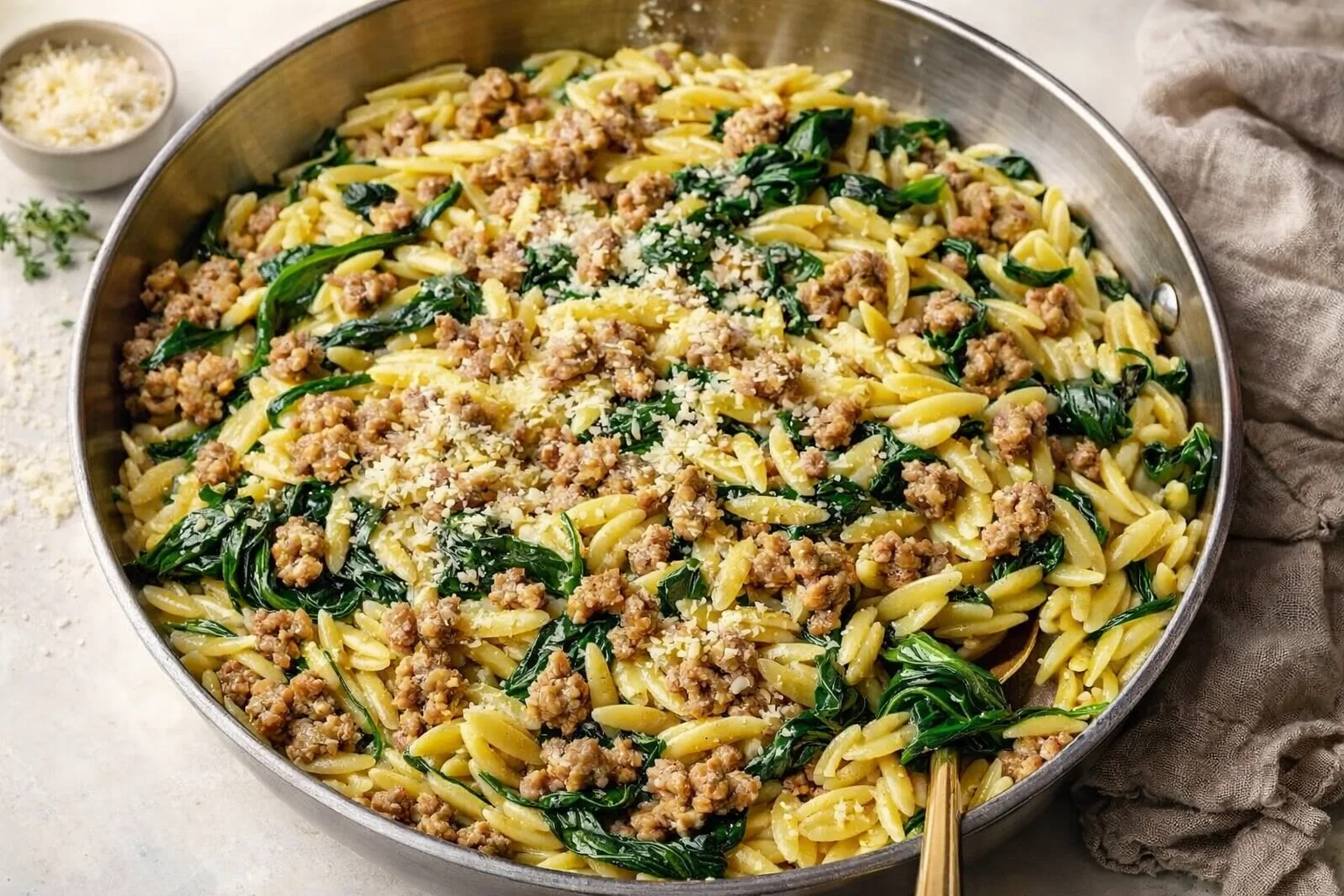 Tasty Italian Ground Turkey Spinach Orzo