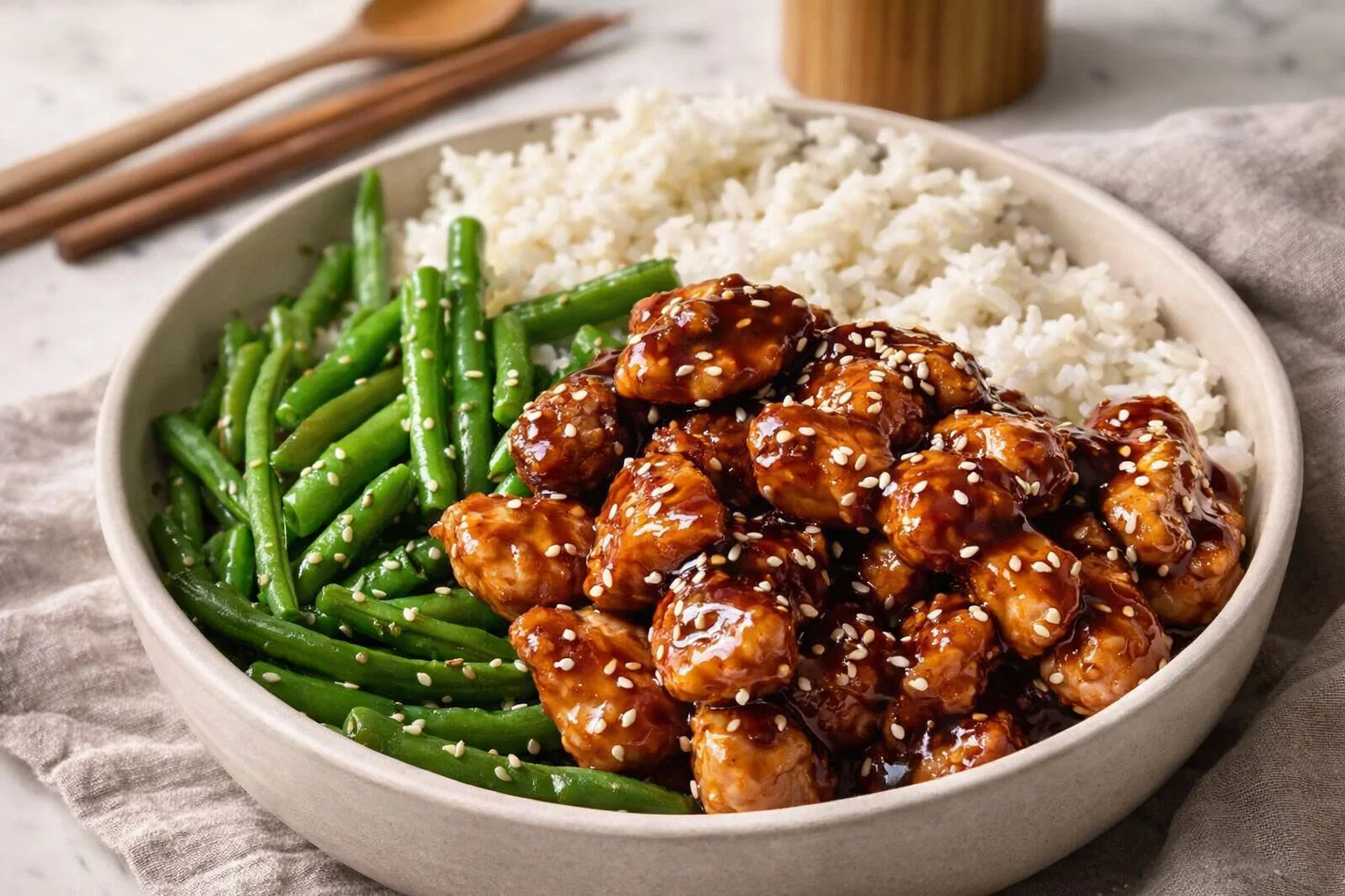 Easy High Protein Sesame Chicken Dinner