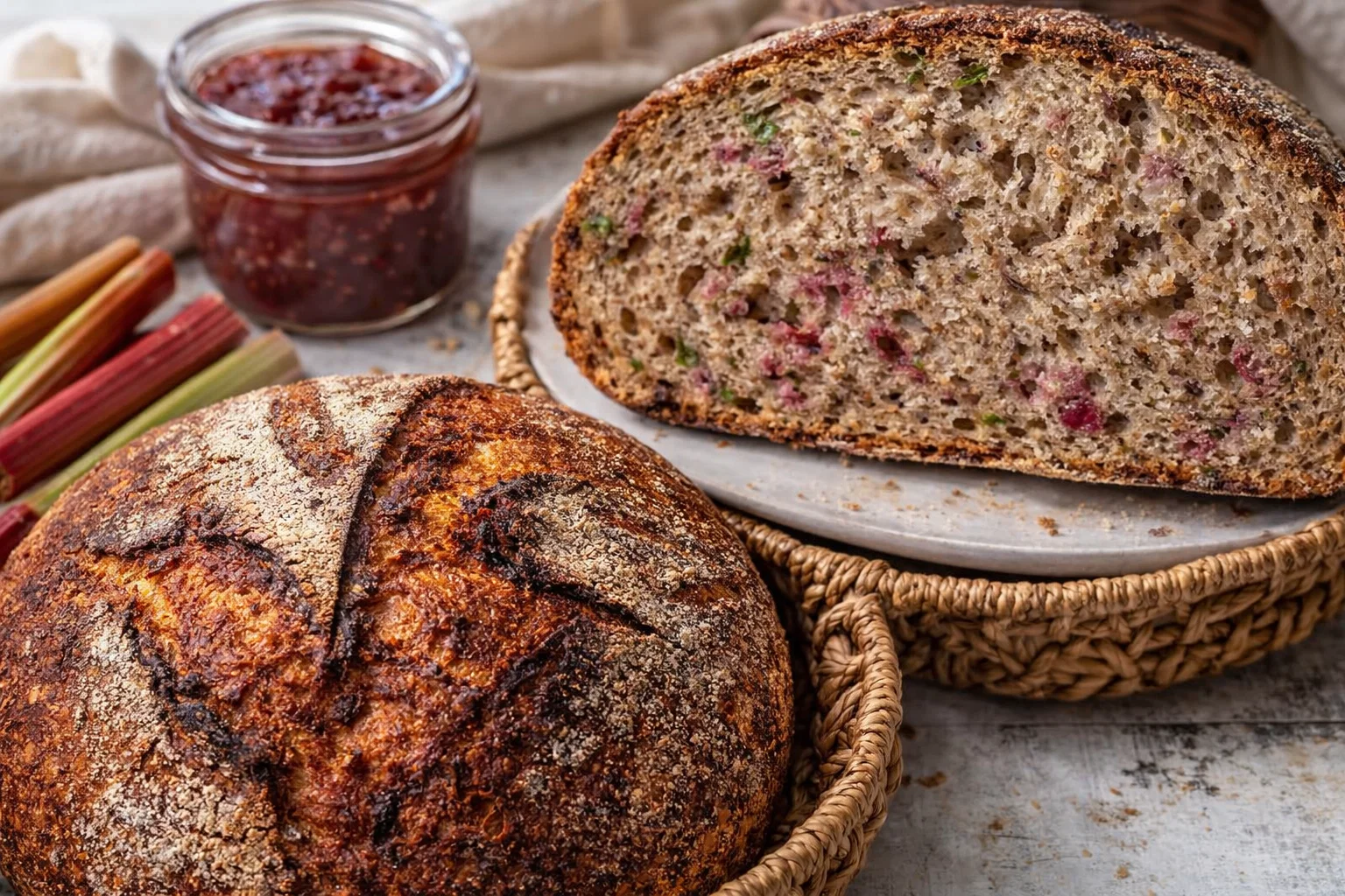 Easy Sourdough Rhubarb Bread