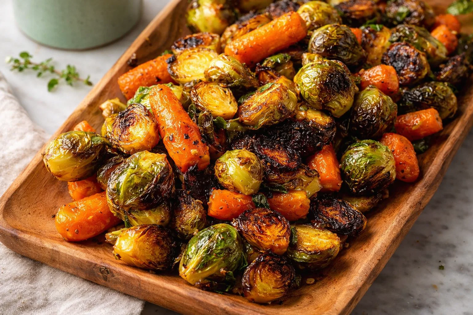Caramelized Roasted Brussels Sprouts And Carrots
