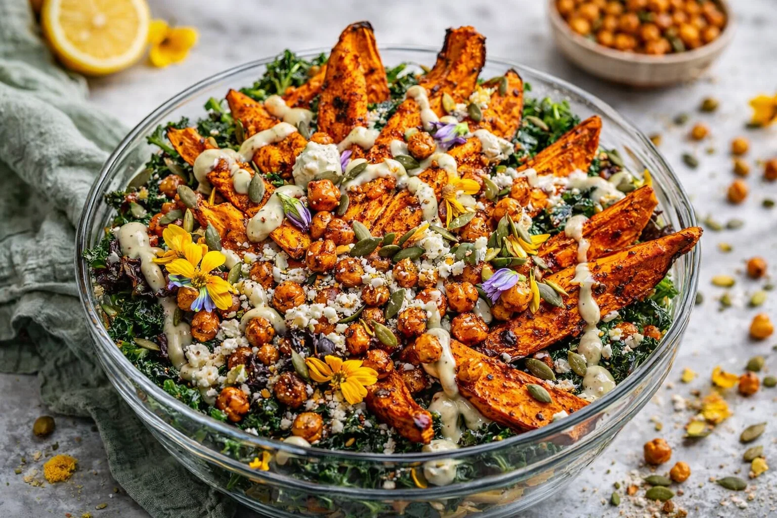 Healthy Creamy Kale And Sweet Potato Salad