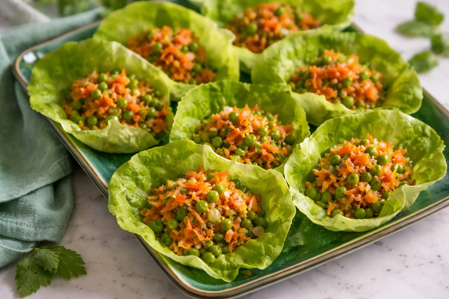 Crispy Pea Salad Lettuce Cups