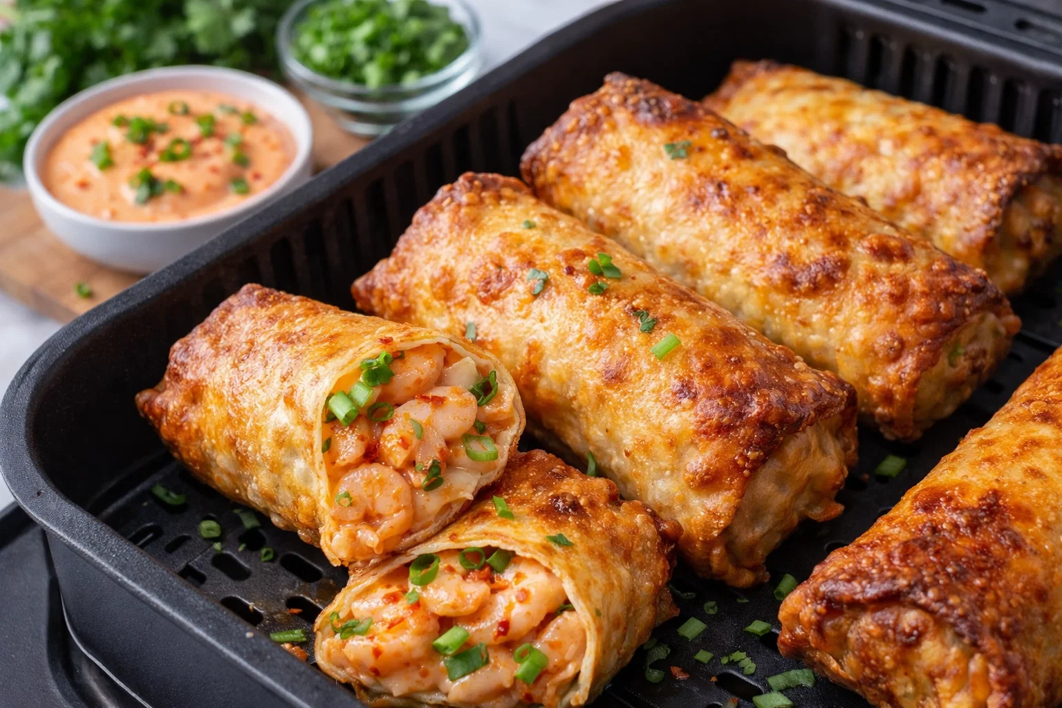 Mouthwatering Air Fryer Bang Bang Shrimp Egg Rolls