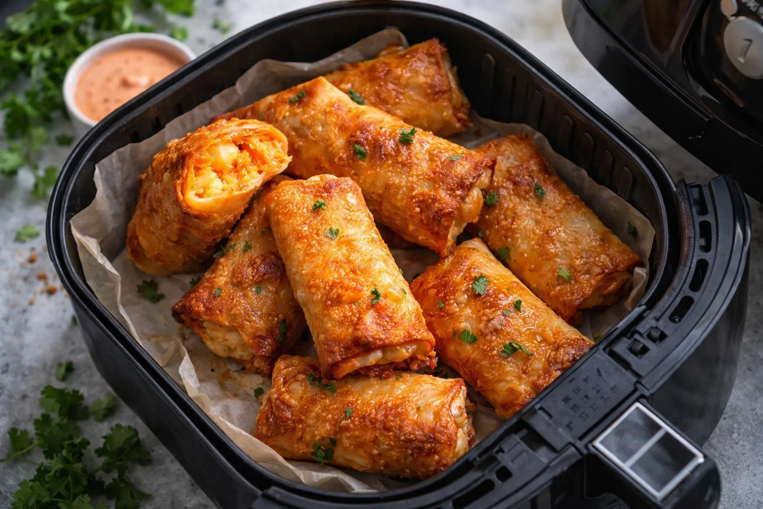 Quick Air Fryer Bang Bang Shrimp Egg Rolls