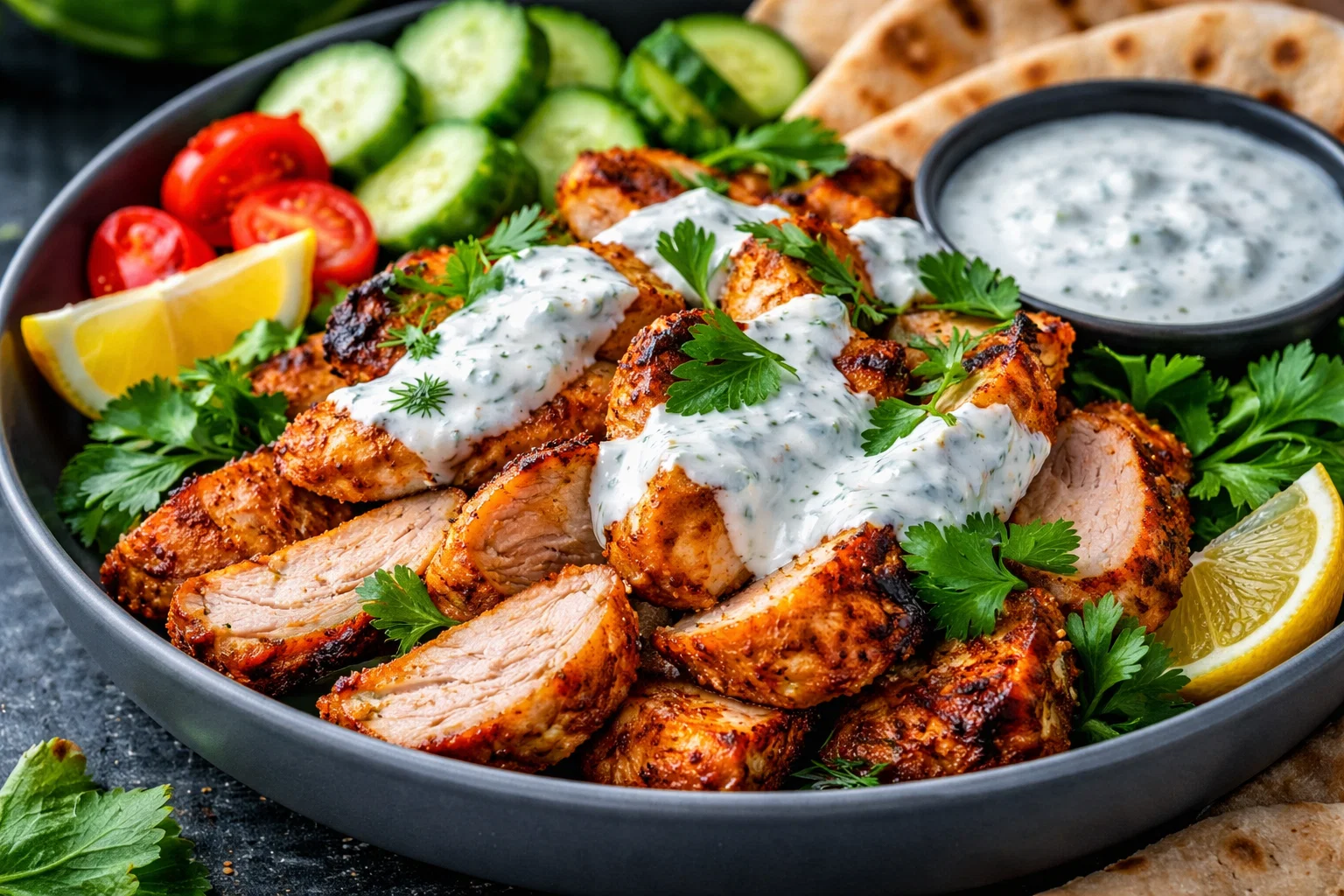 Tasty Chicken Shawarma With Yogurt Sauce