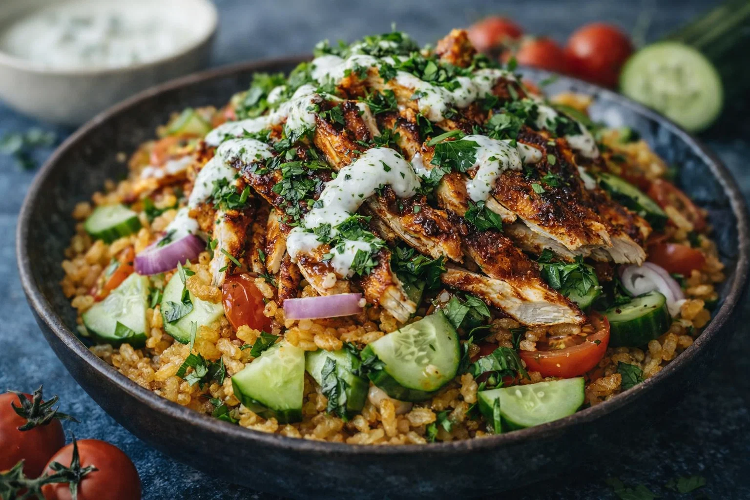The Best Chicken Shawarma Crispy Rice Salad