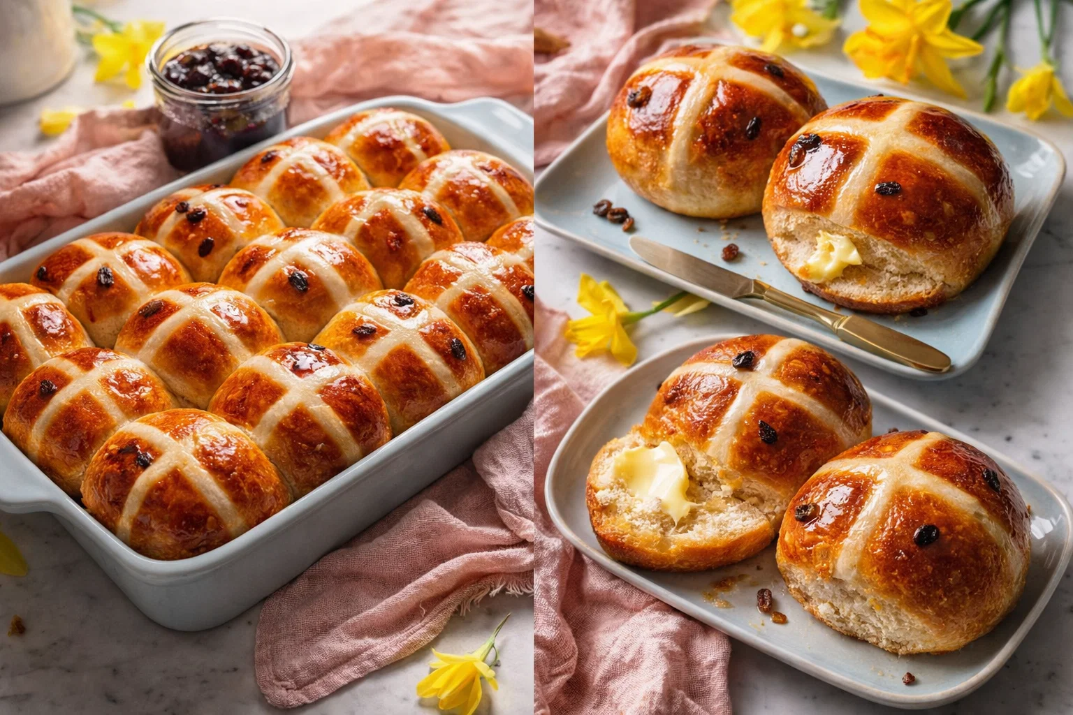 Homemade Tangzhong Hot Cross Buns