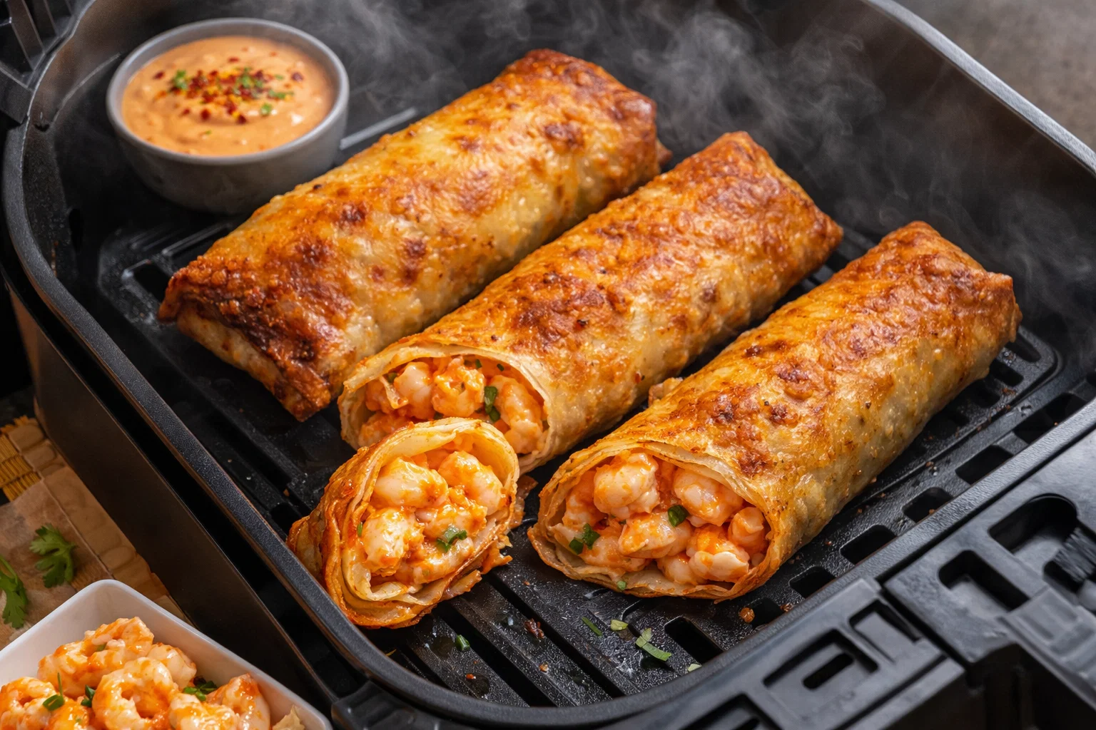Simple Air Fryer Bang Bang Shrimp Egg Rolls