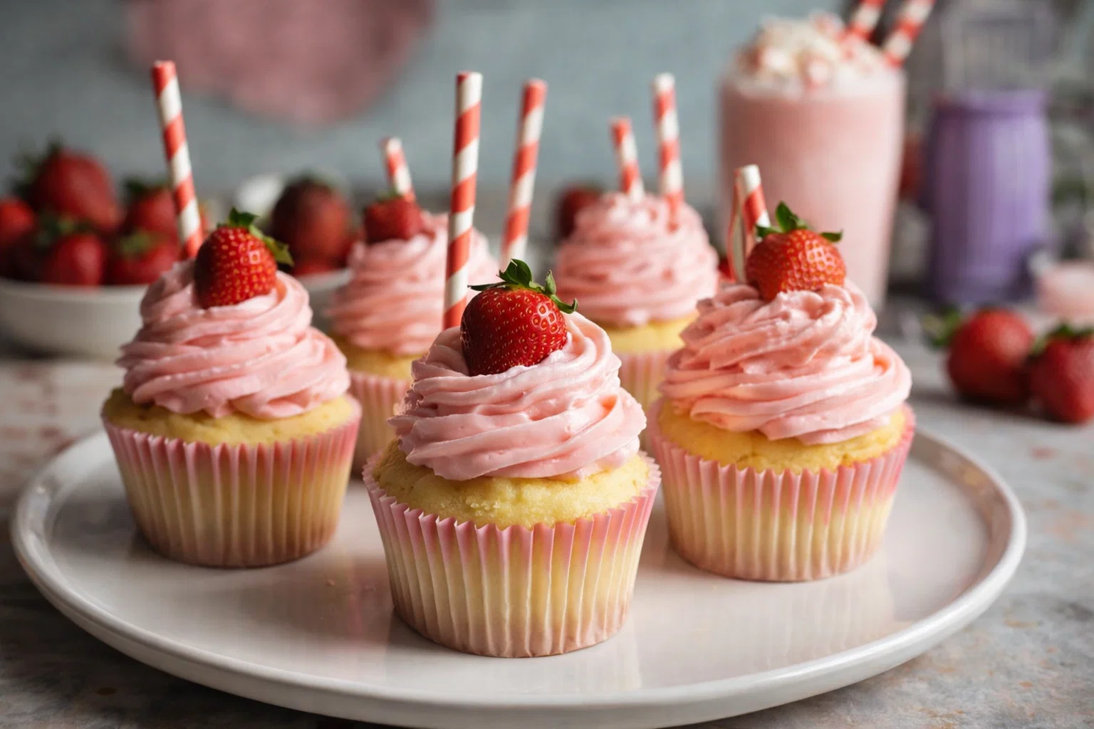 Tasty Strawberry Milkshake Cupcakes Dessert