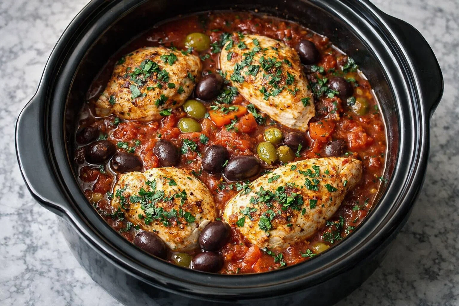 Easy Slow Cooker Mediterranean Chicken Dinner