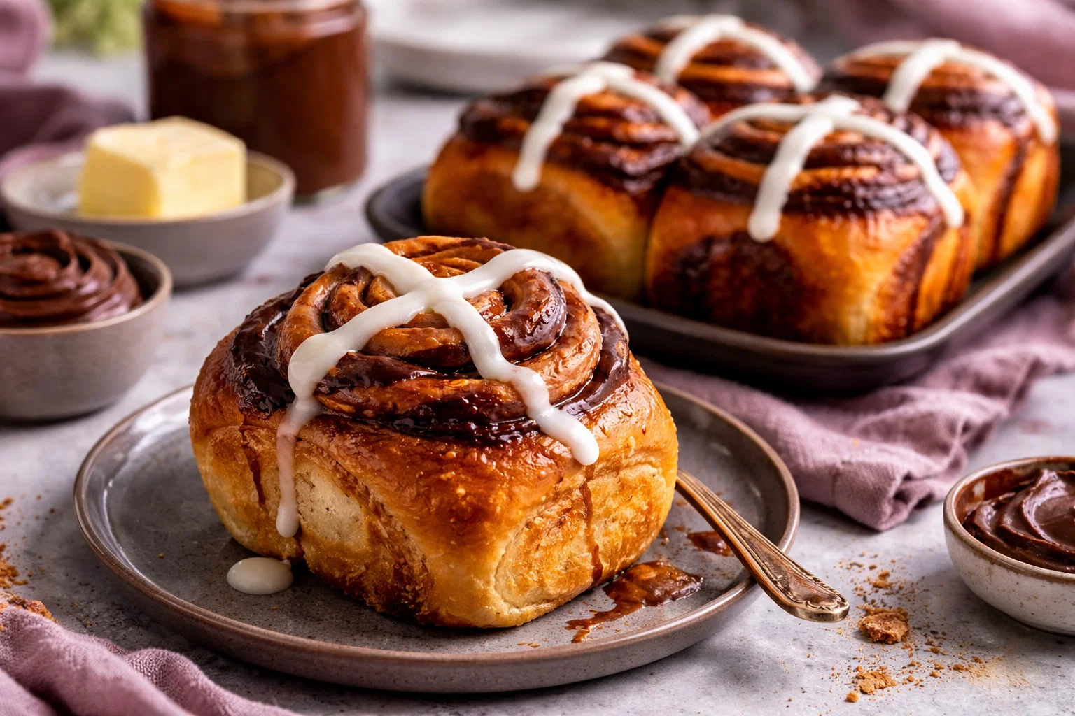 Sweet Nutella Hot Cross Buns