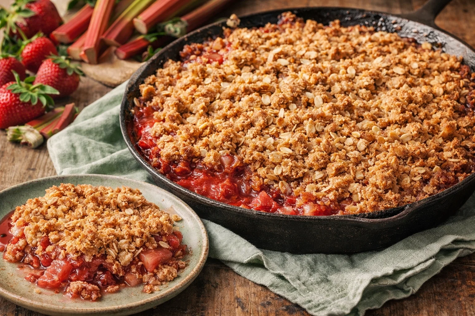 Irresistible Cast Iron Skillet Rhubarb Crisp