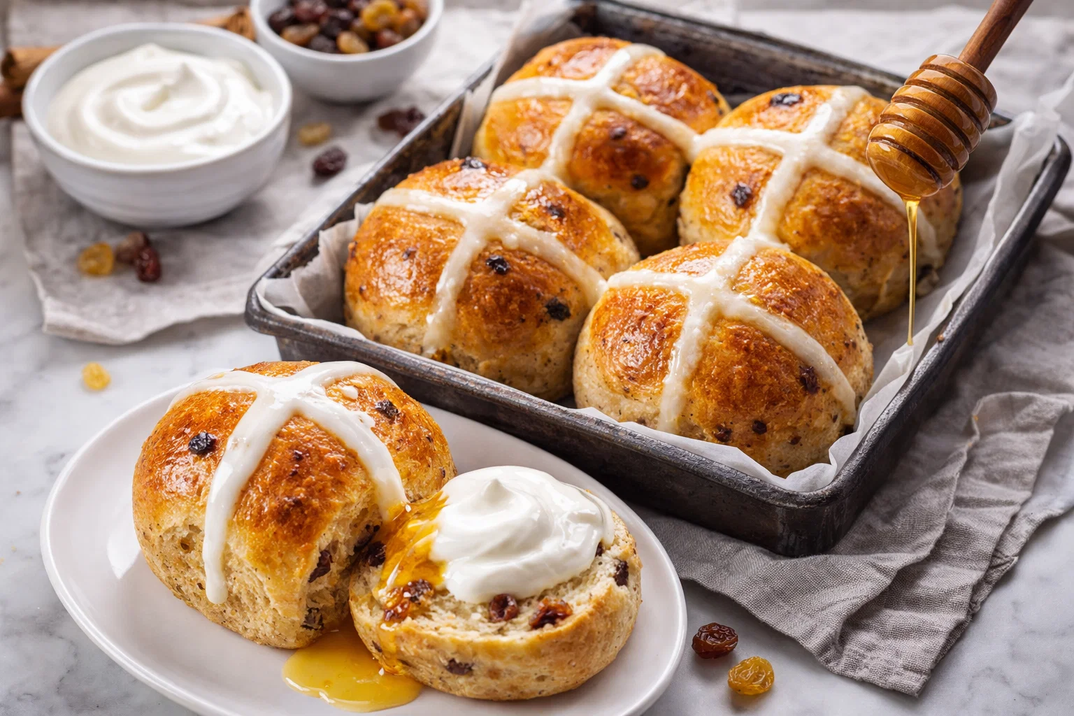 Mouthwatering Hot Cross Buns With Greek Yogurt
