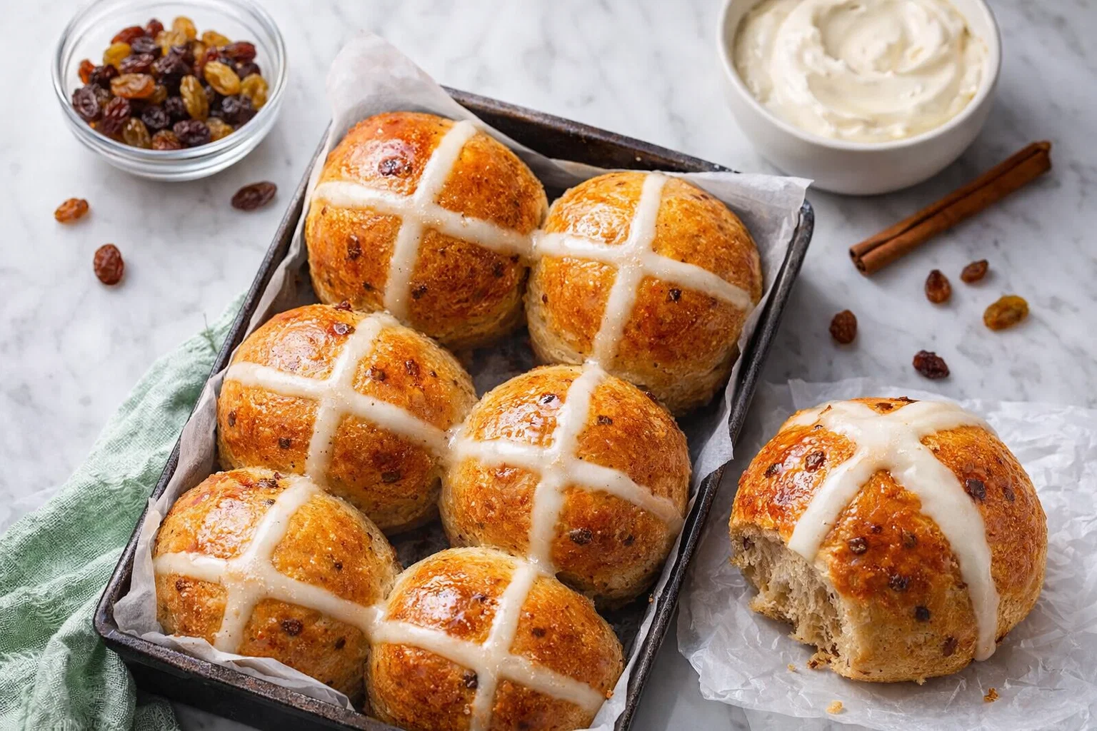 Soft Hot Cross Buns With Greek Yogurt