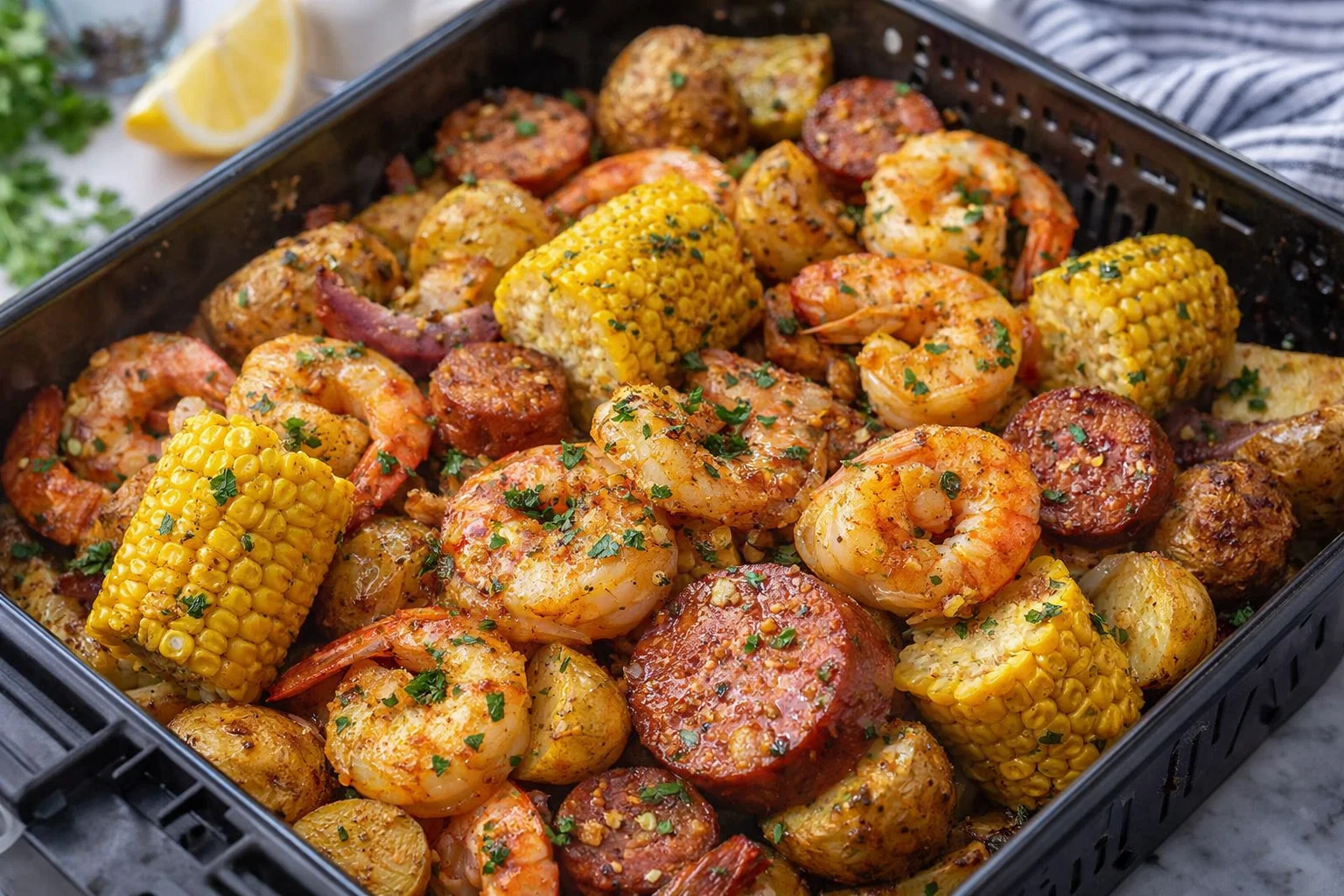 Tasty Air Fryer Shrimp Boil