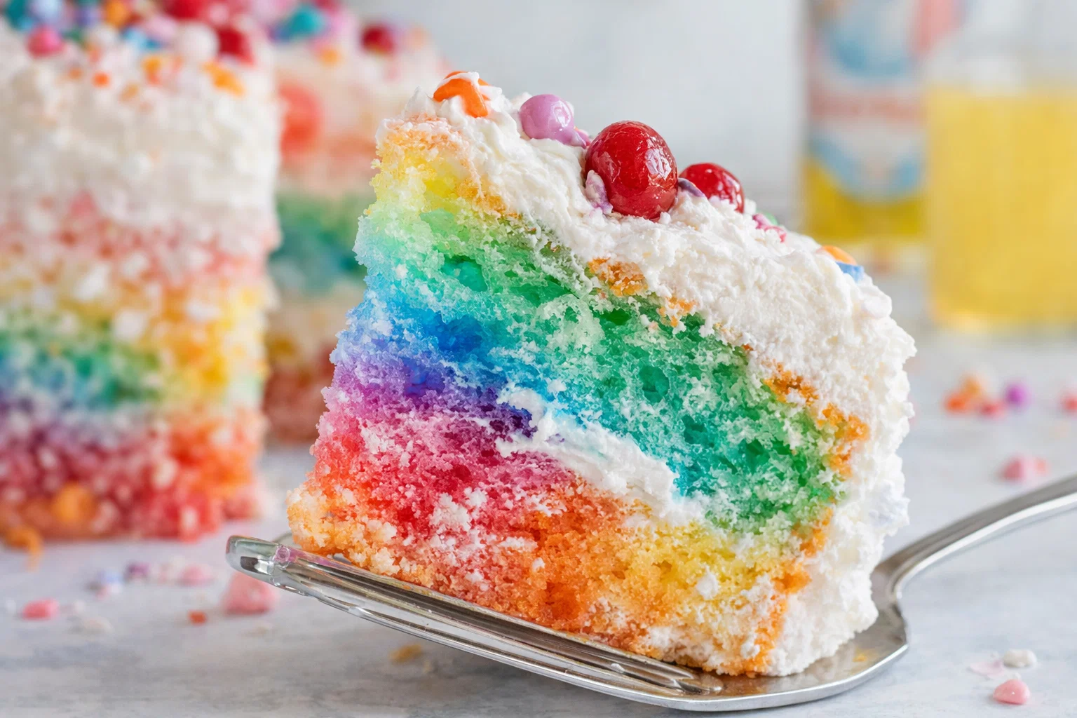 Tasty Rainbow Jello Poke Cake Dessert