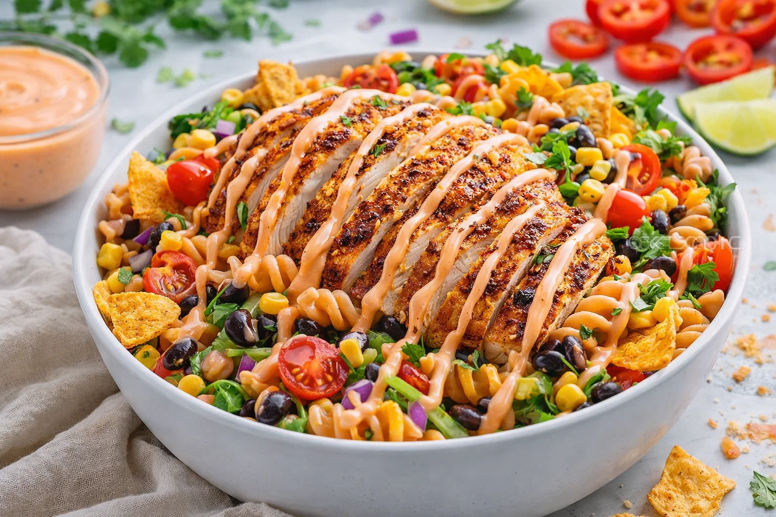 Tasty Southwest Pasta Salad With Chipotle Greek Yogurt Dressing
