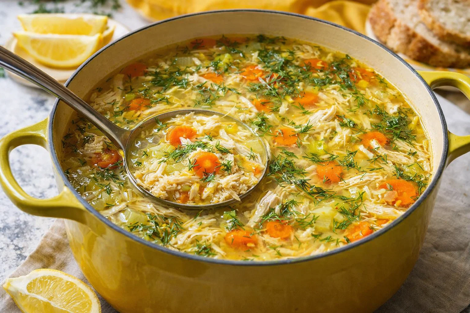 Wholesome Herb Lemon Chicken Soup
