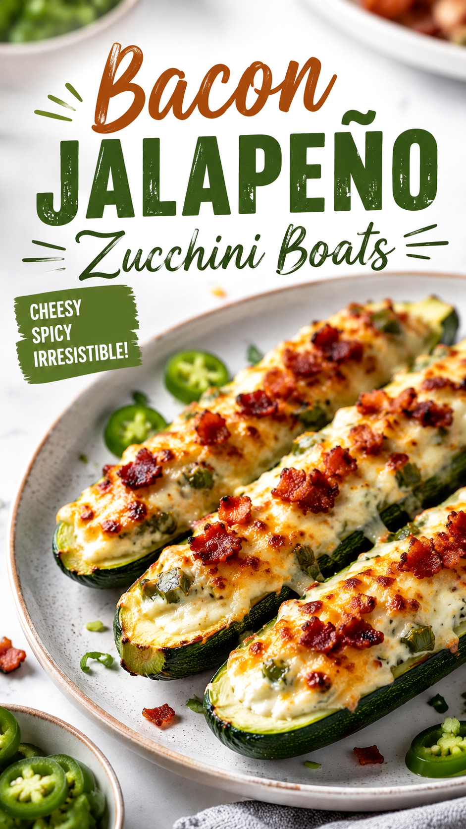 Bacon Jalapeño Zucchini Boats Recipe  Easy Cheesy Low Carb Appetizer