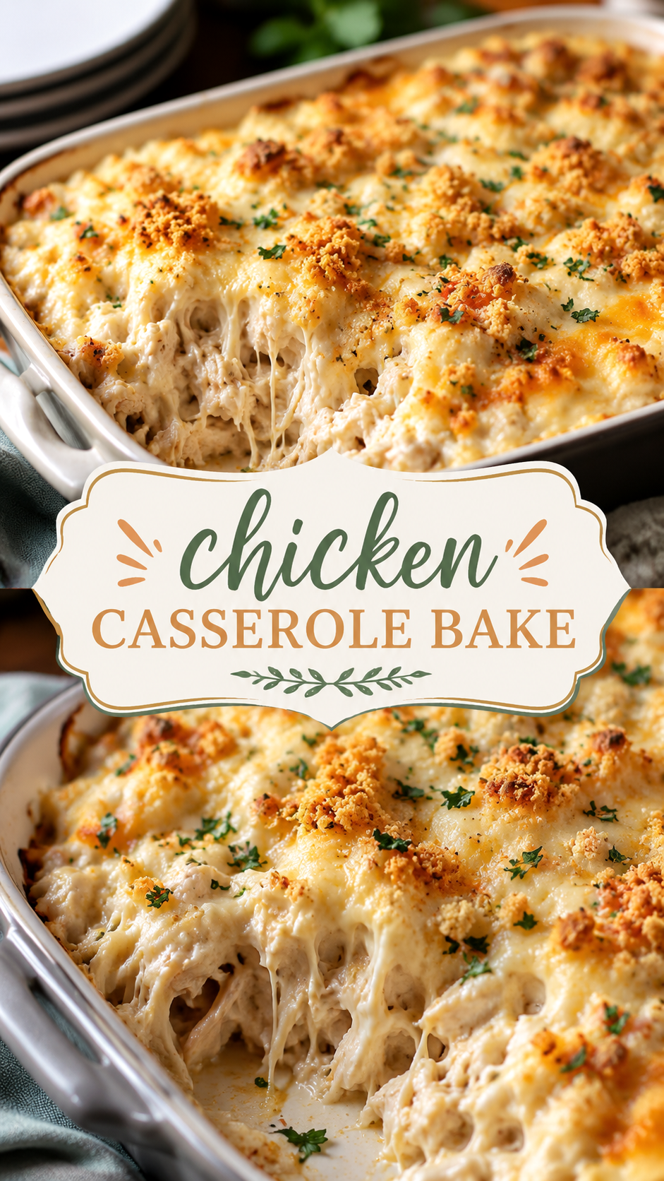 Creamy Cheesy Chicken Casserole Bake Recipe Easy Family Dinner Idea