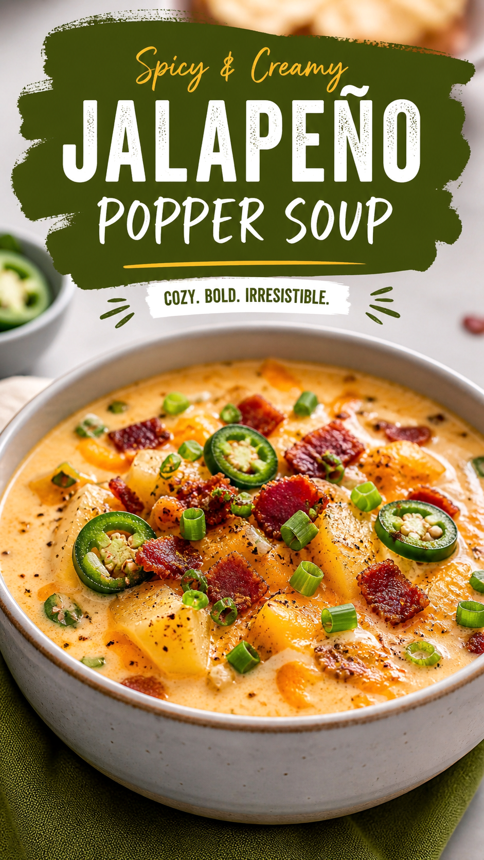 Creamy Jalapeno Popper Soup Recipe with Bacon and Cheese  Easy Comfort Soup
