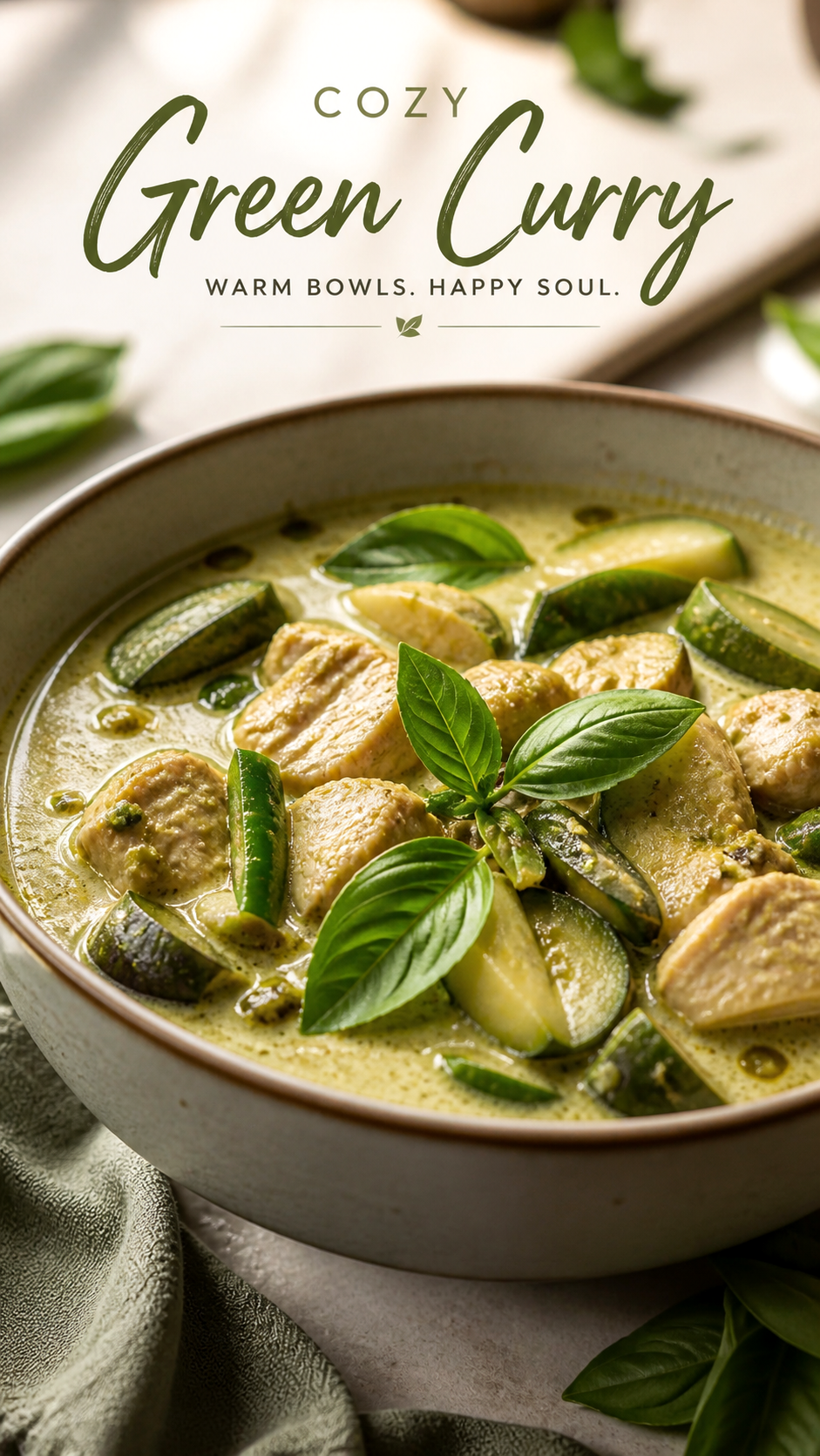 Creamy Thai Green Chicken Curry with Eggplant Easy Dinner Recipe