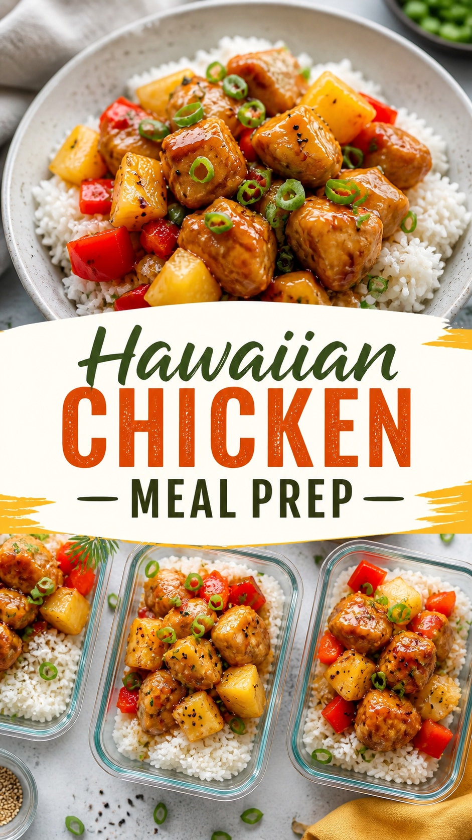 Hawaiian Chicken Meal Prep Recipe with Pineapple Rice Easy Healthy Chicken Dinner