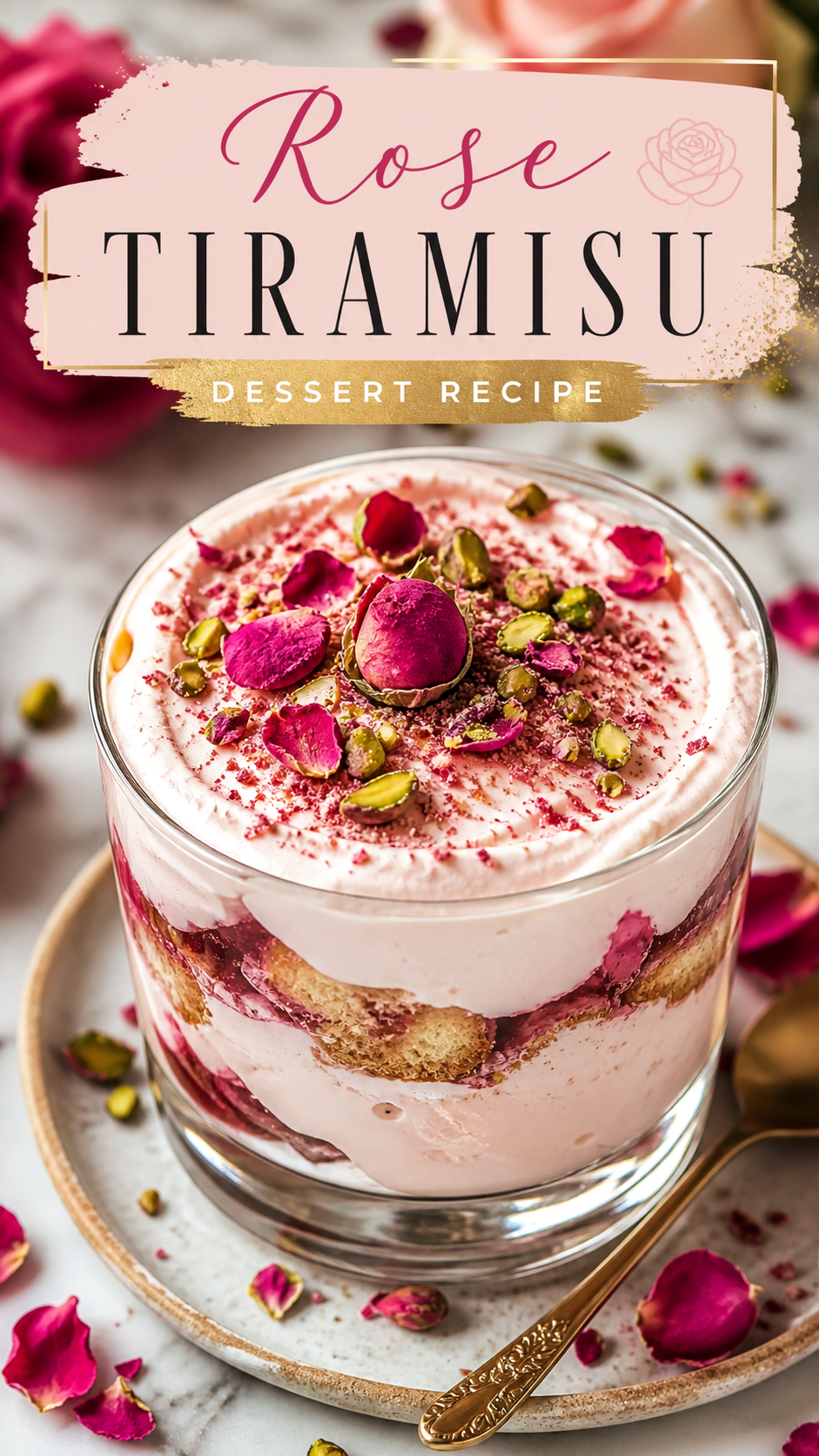 Rose Tiramisu Dessert Recipe  Elegant Pistachio  Floral Cream Treat