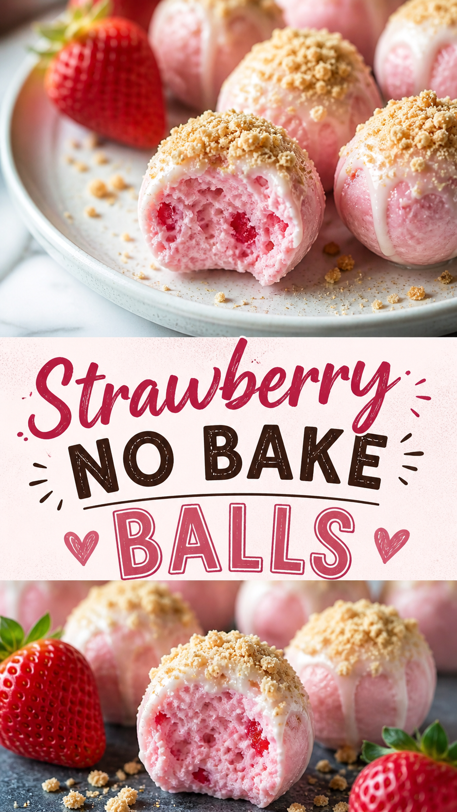 Strawberry No Bake Cheesecake Balls Easy Dessert Recipe