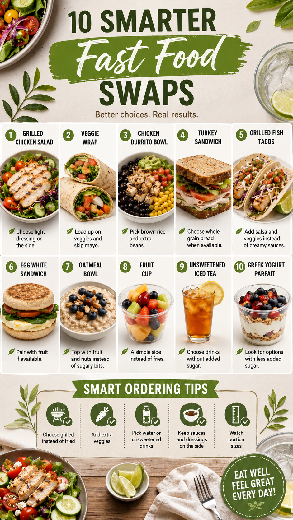10 Healthier Fast Food Choices and Healthy Recipes for Smart Eating on the Go