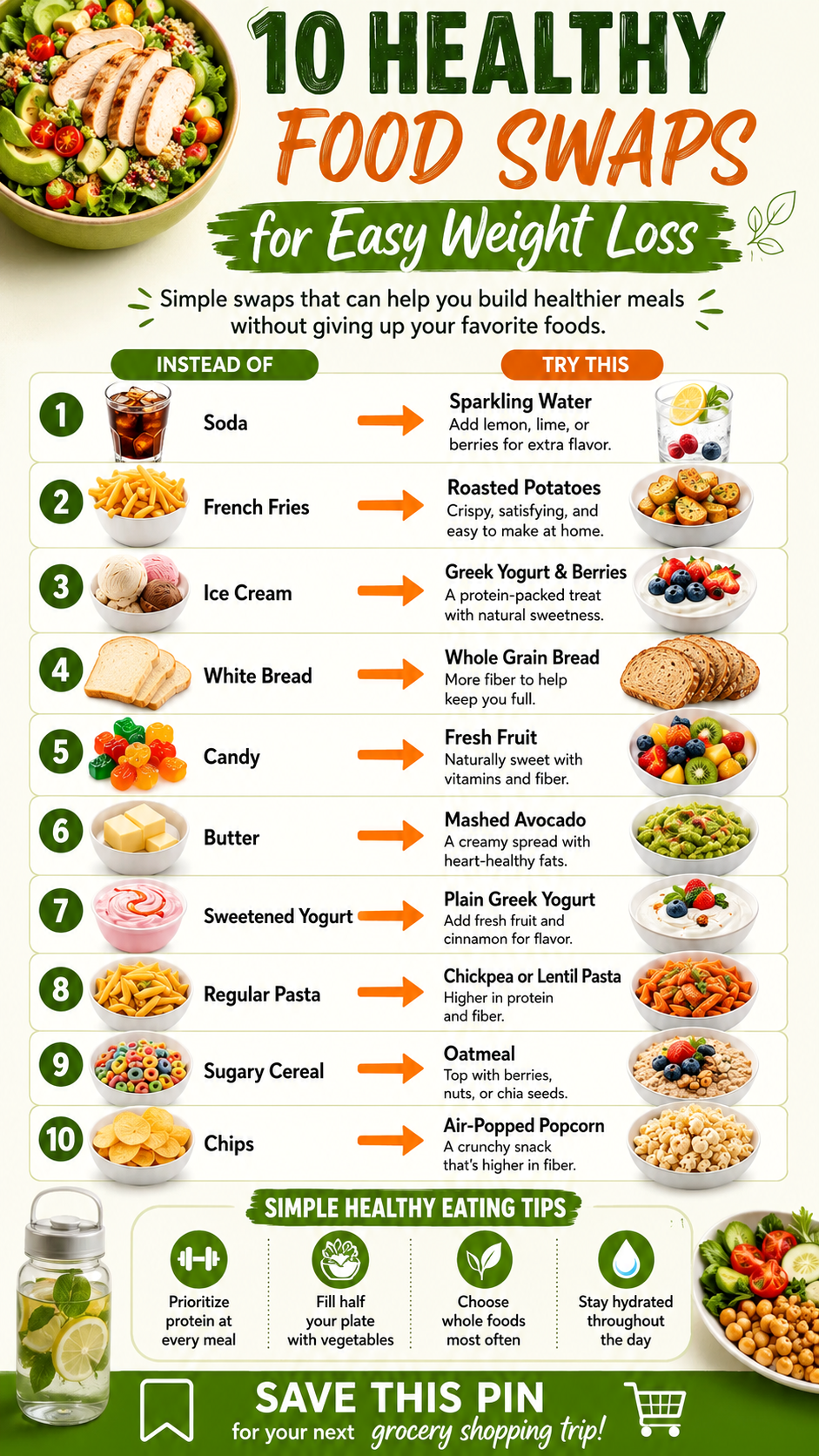 10 Healthy Food Swaps and Healthy Recipes for Easy Weight Loss Ideas on a Budget